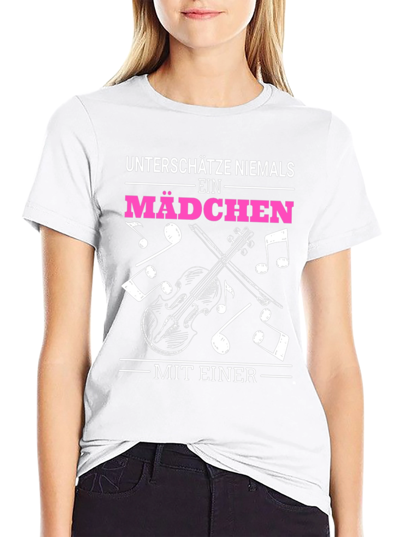 Violin Girls Black Graphic T-Shirt