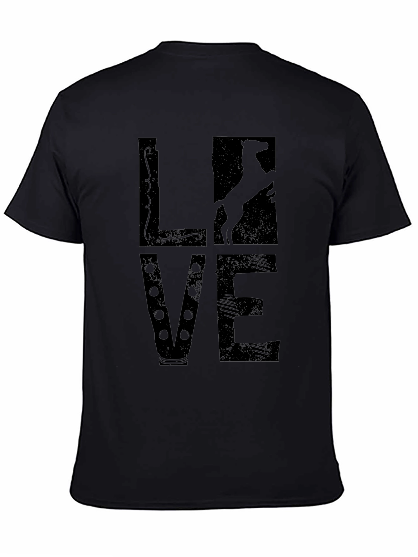 Love Horse Silhouette T-Shirt - Black