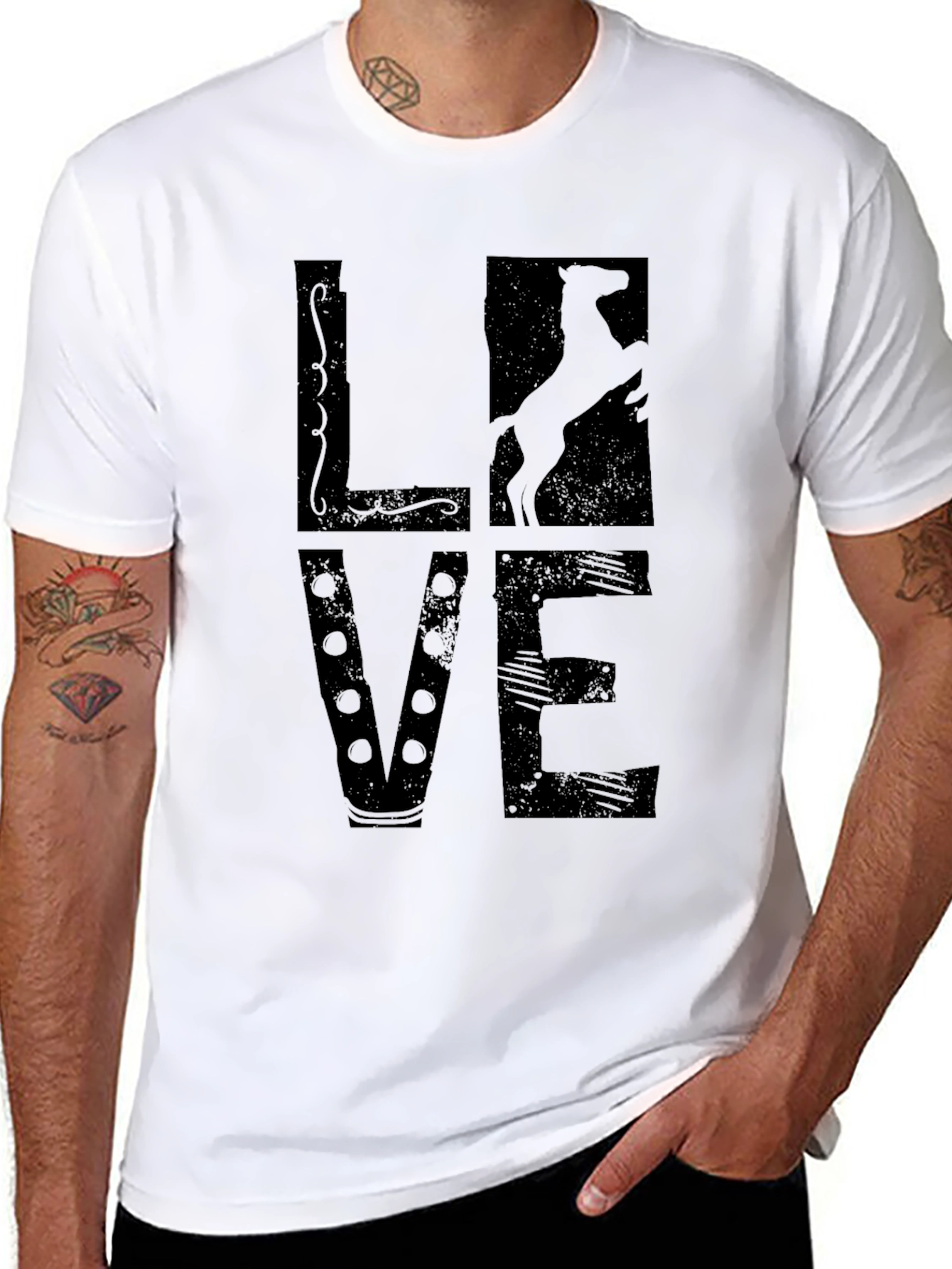 Love Horse Silhouette T-Shirt - Black
