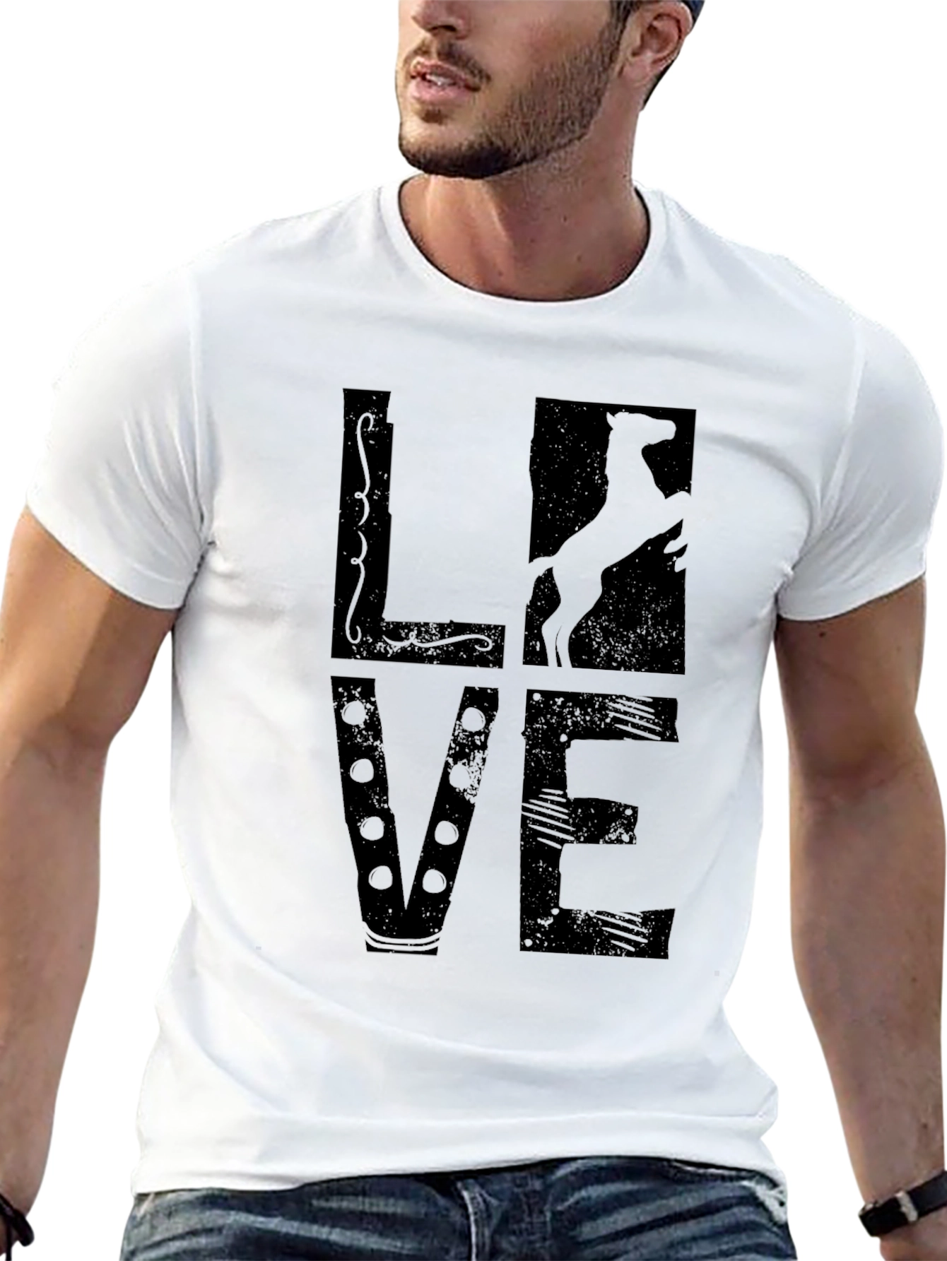 Love Horse Silhouette T-Shirt - Black
