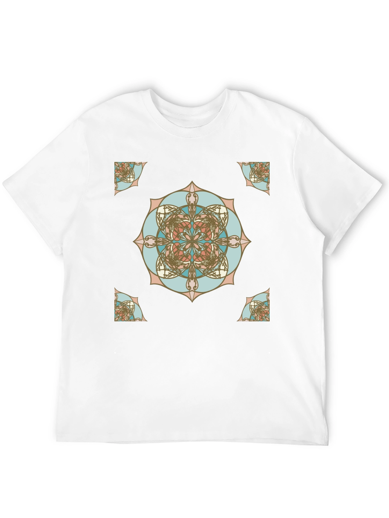 Geometric Mandala Print Black T-Shirt