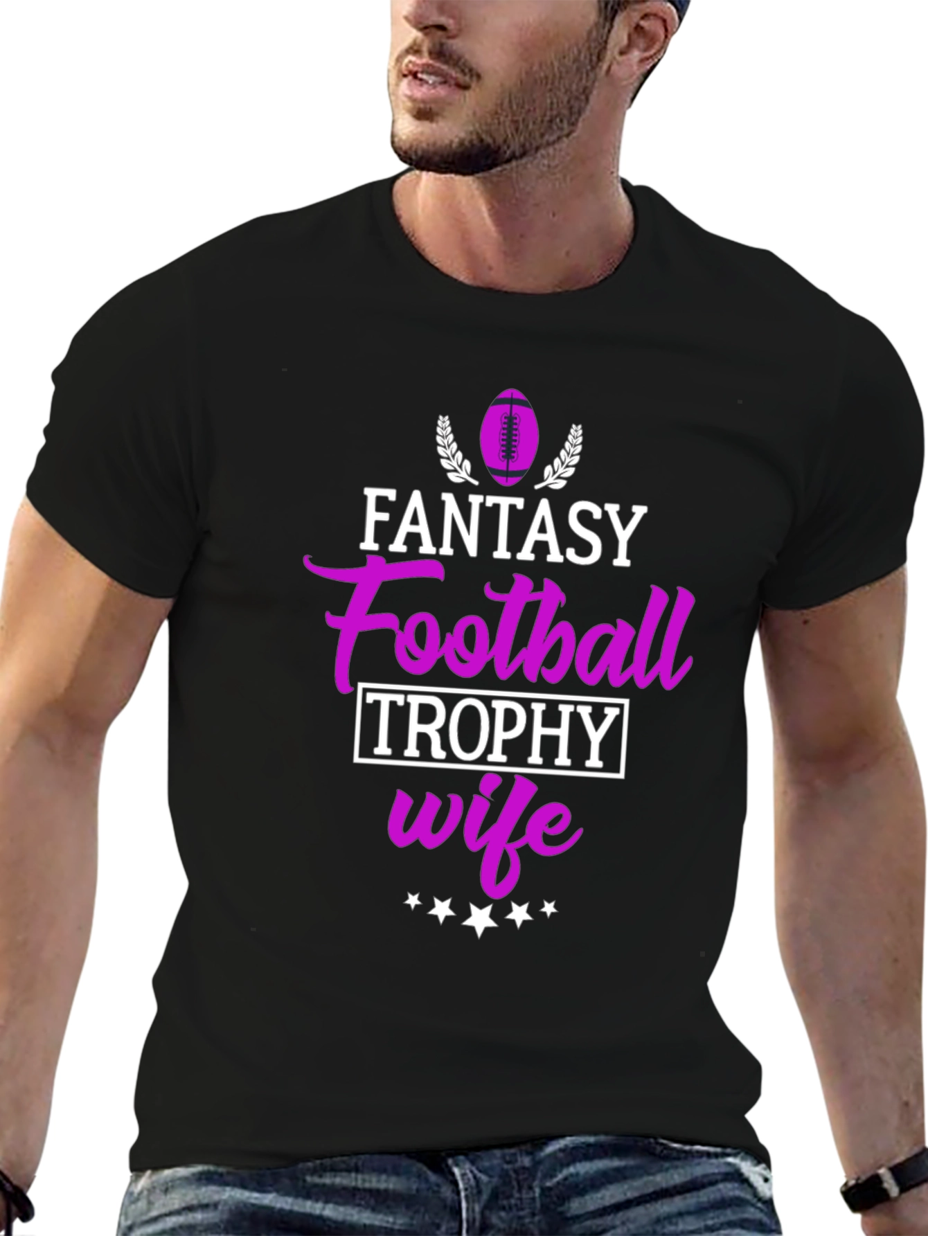 Fantasy Football Trophy Wife Black T-Shirt