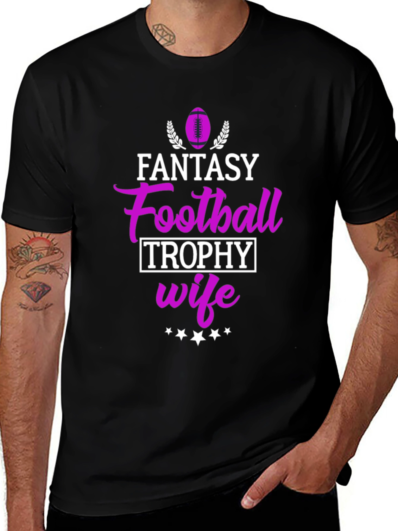 Fantasy Football Trophy Wife Black T-Shirt