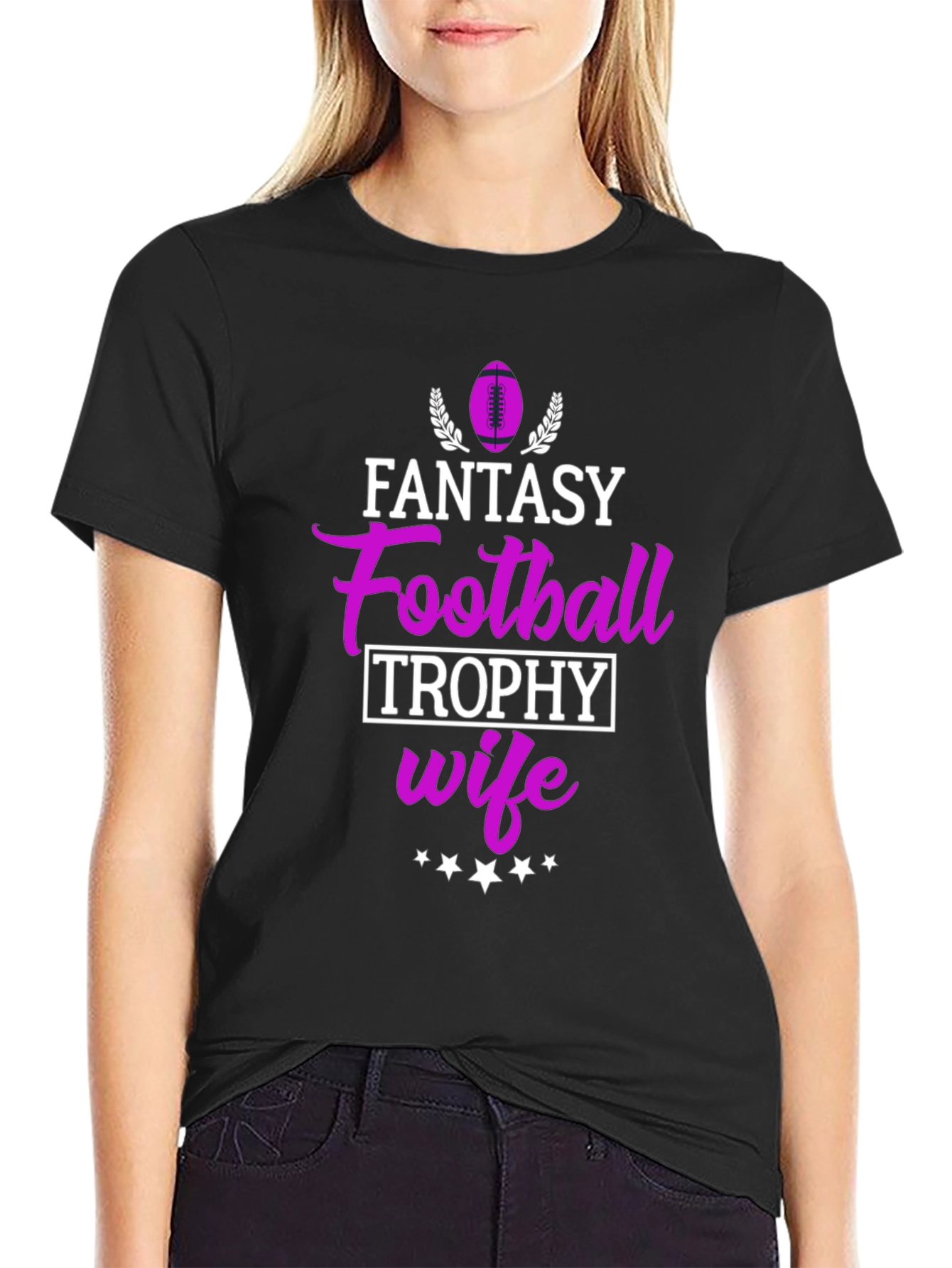 Fantasy Football Trophy Wife Black T-Shirt