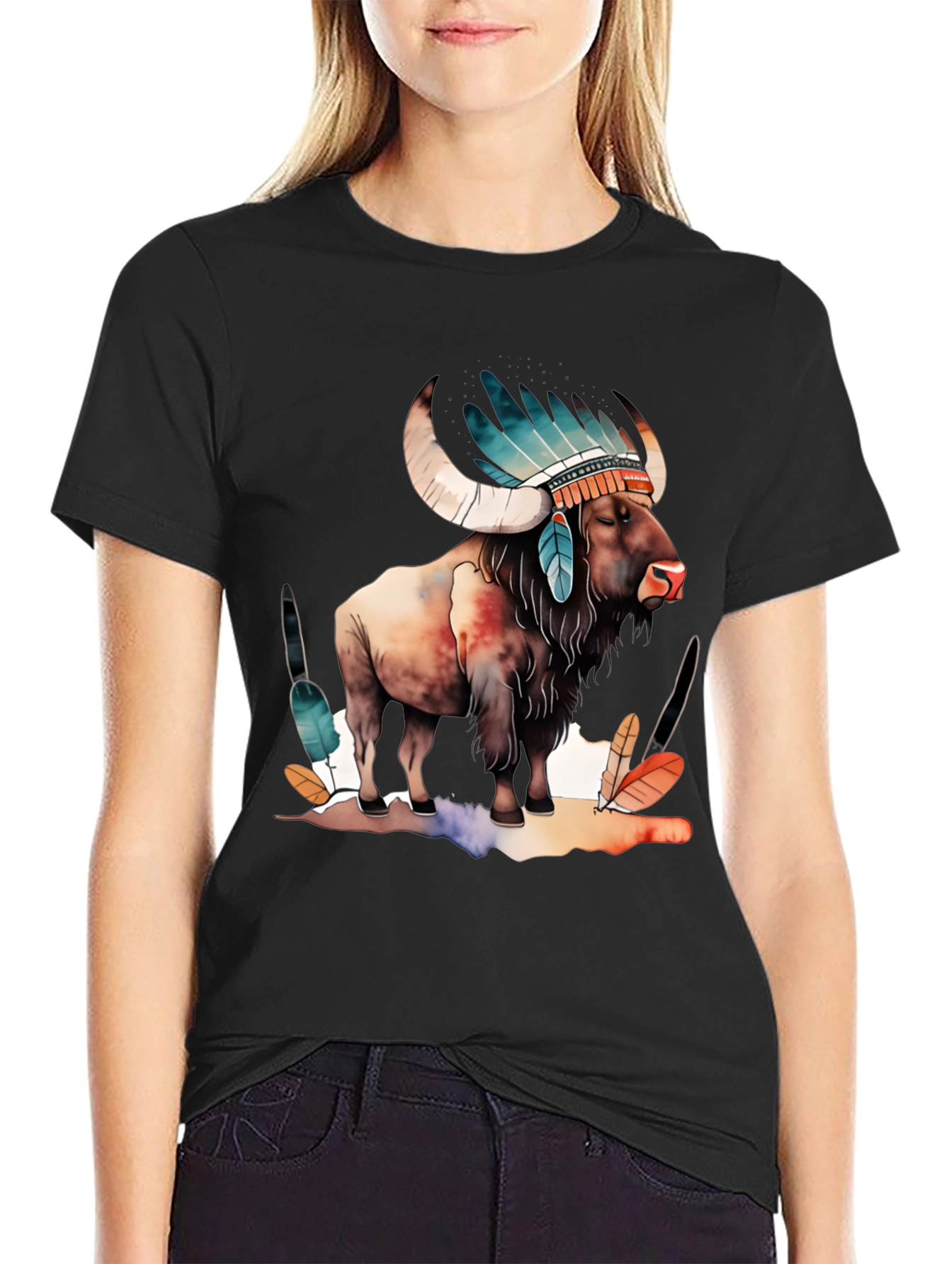 Buffalo Headdress Mens Graphic T-Shirt