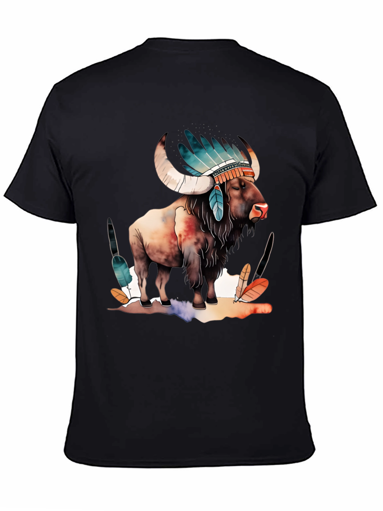 Buffalo Headdress Mens Graphic T-Shirt