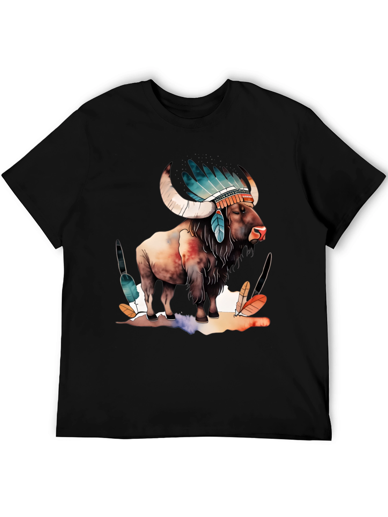 Buffalo Headdress Mens Graphic T-Shirt