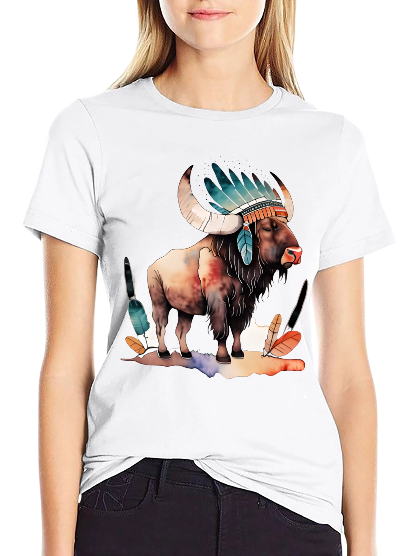 Buffalo Headdress Mens Graphic T-Shirt
