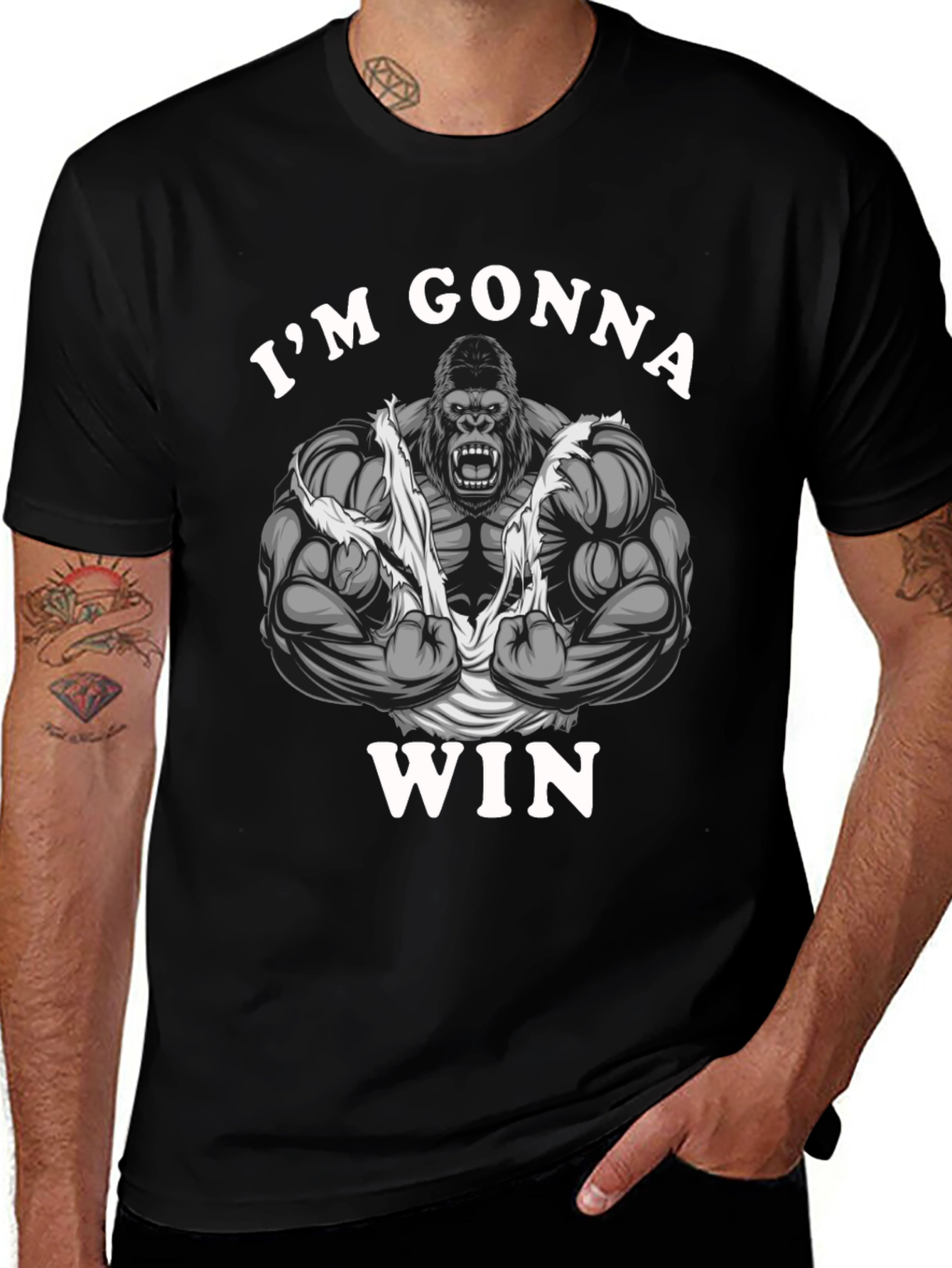 Im Gonna Win Gorilla Graphic Tee - Black