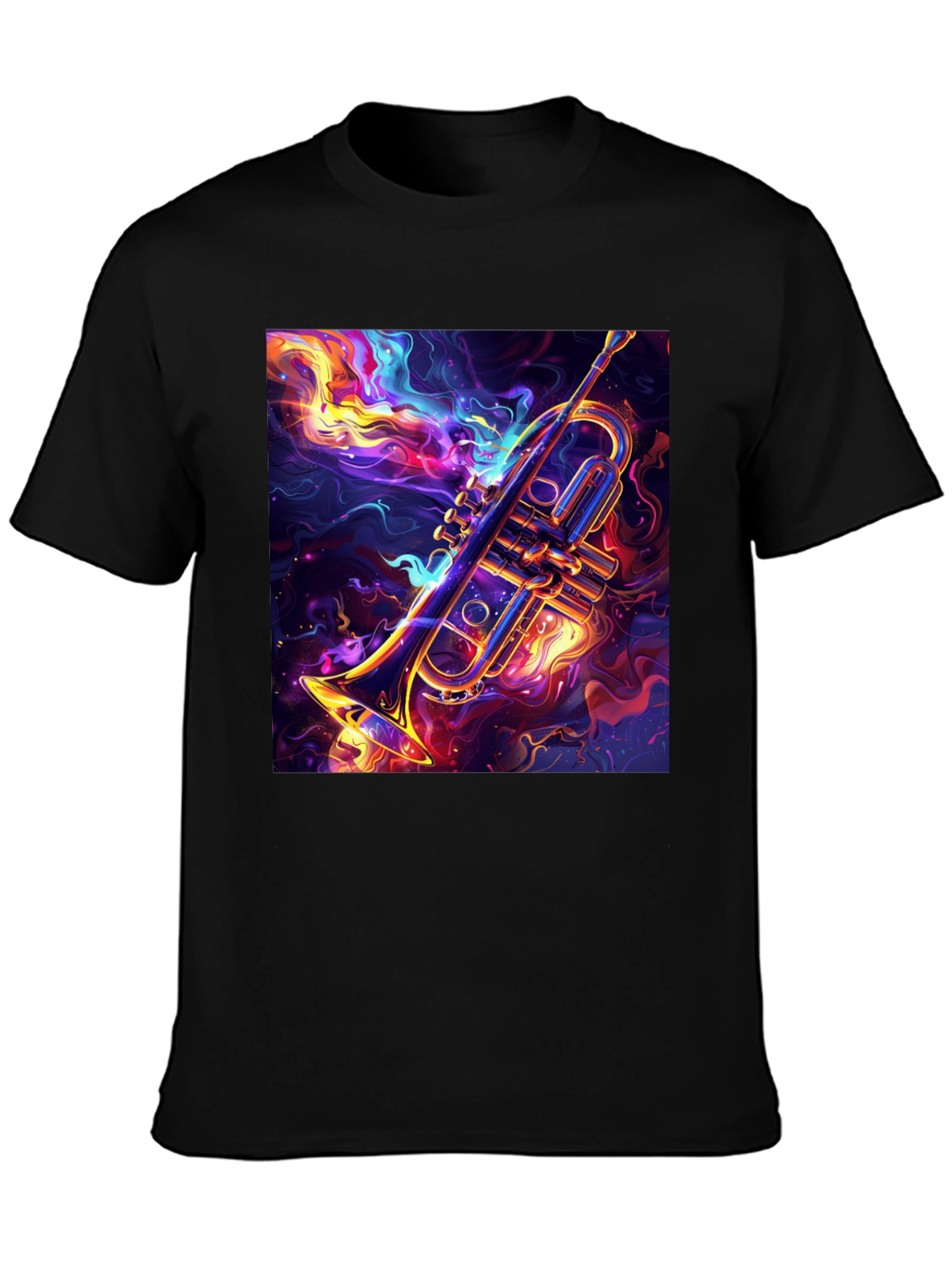 Trumpet Graphic Black T-Shirt: Artistic Music Lover Tee
