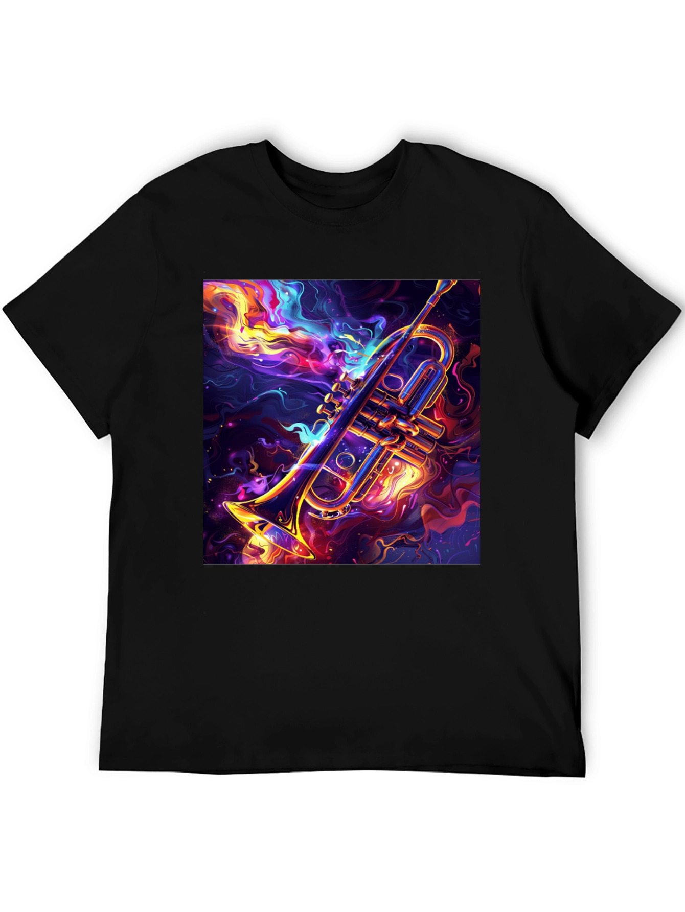 Trumpet Graphic Black T-Shirt: Artistic Music Lover Tee