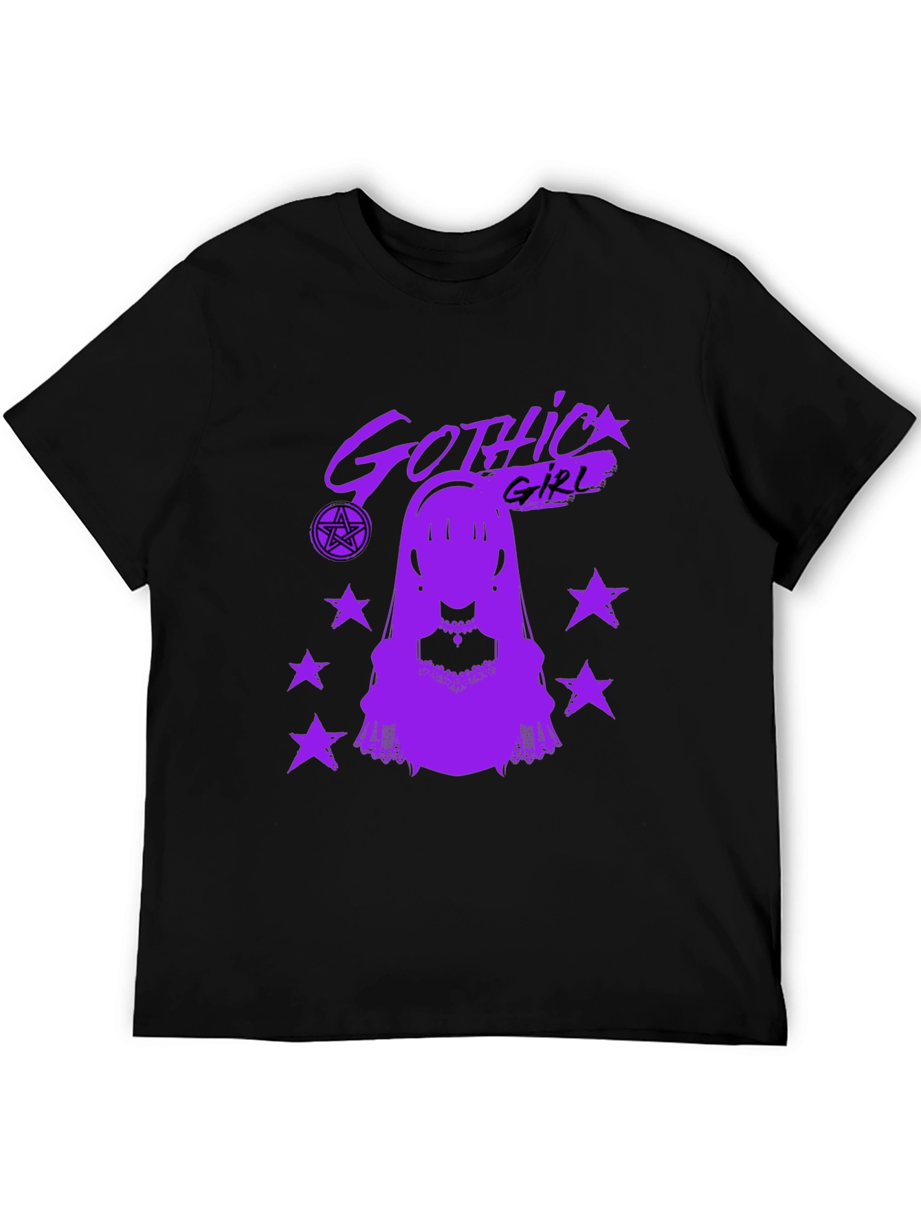 Gothic Girl Graphic T-Shirt - Black Cotton Tee