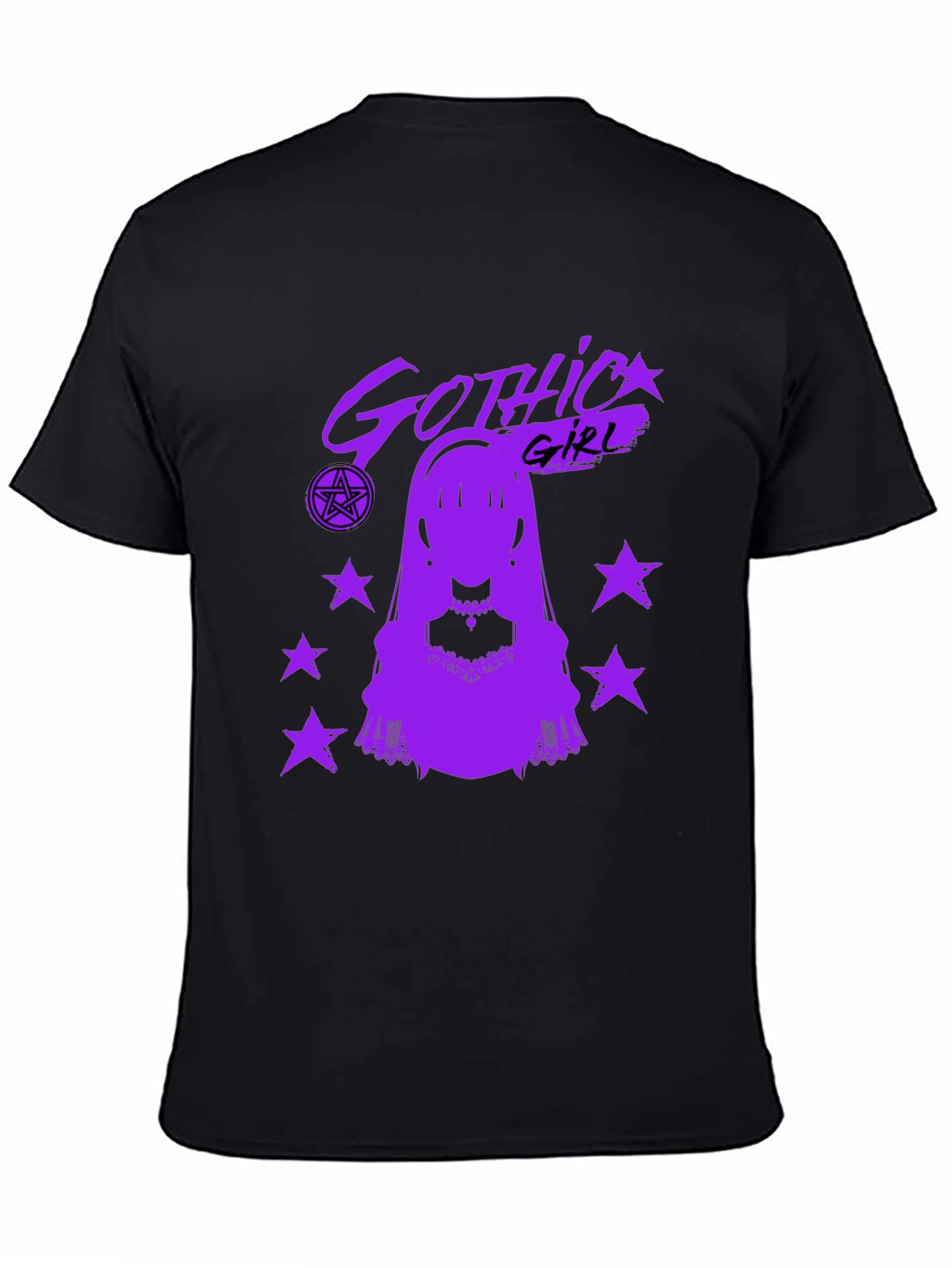 Gothic Girl Graphic T-Shirt - Black Cotton Tee