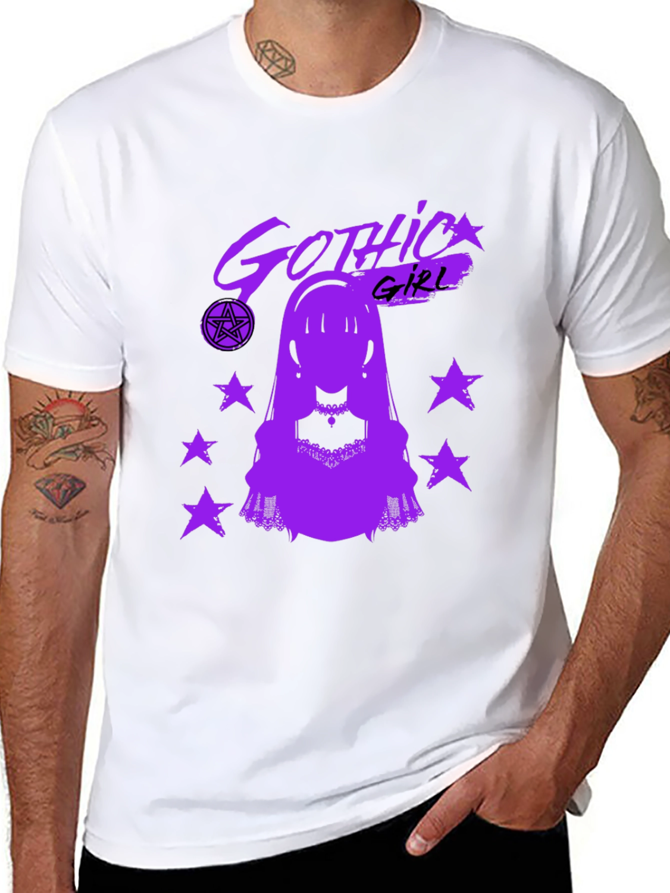 Gothic Girl Graphic T-Shirt - Black Cotton Tee