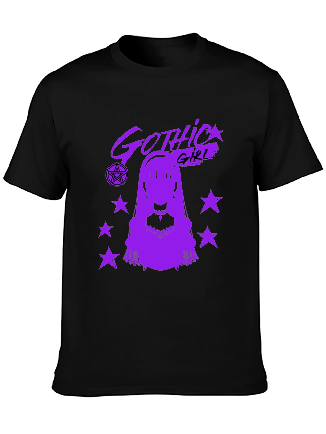 Gothic Girl Graphic T-Shirt - Black Cotton Tee