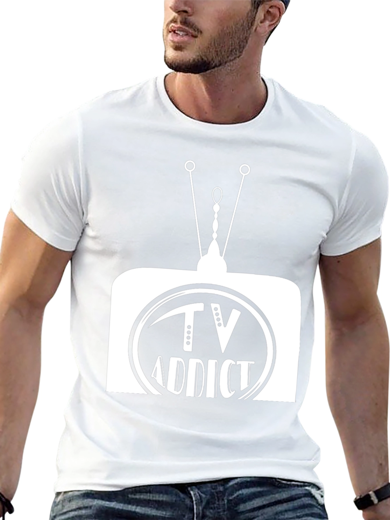 TV Addict Graphic Tee - Black Casual T-Shirt