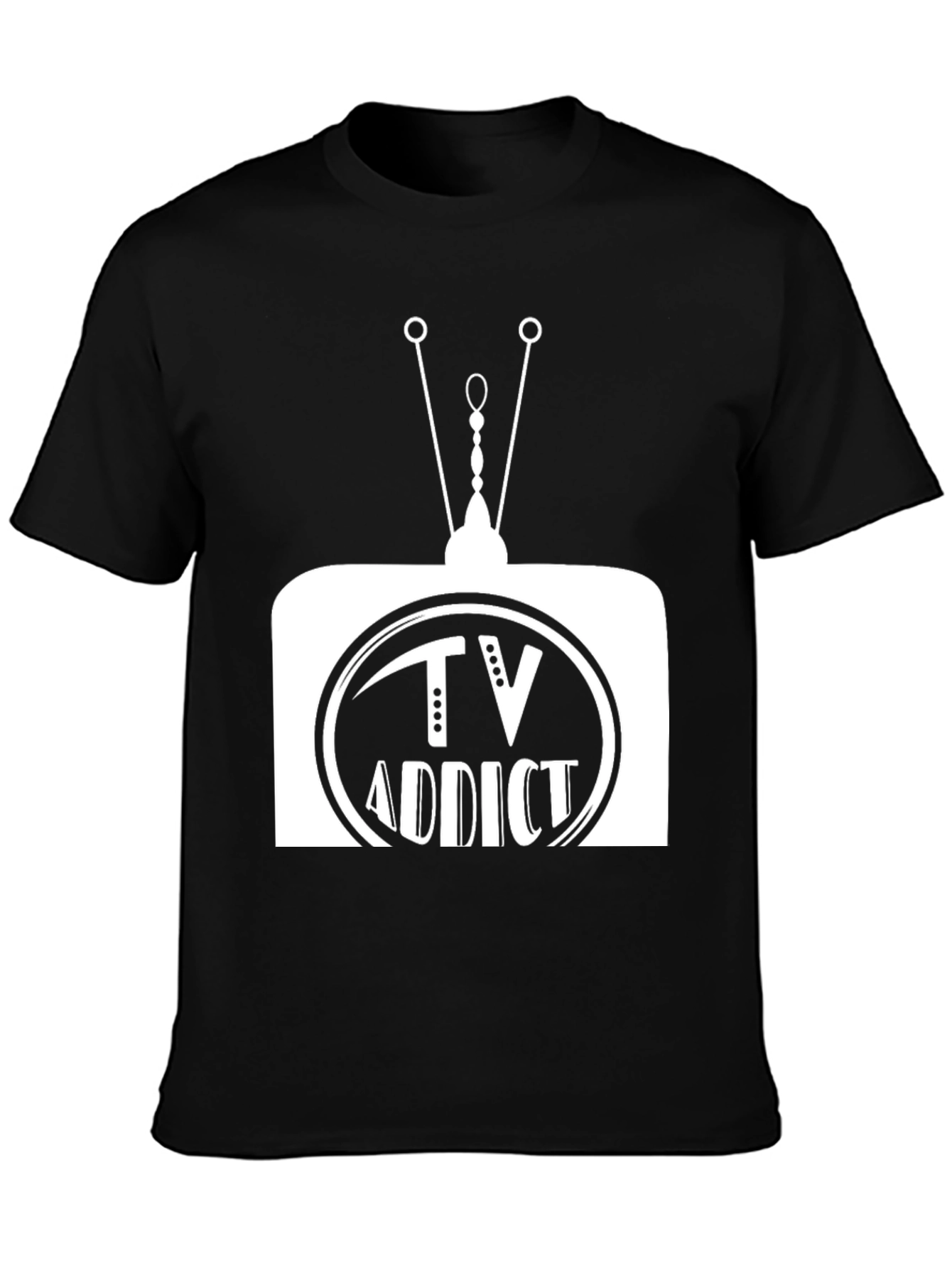 TV Addict Graphic Tee - Black Casual T-Shirt