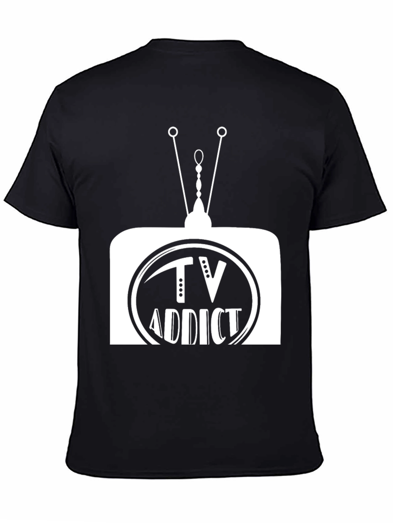 TV Addict Graphic Tee - Black Casual T-Shirt