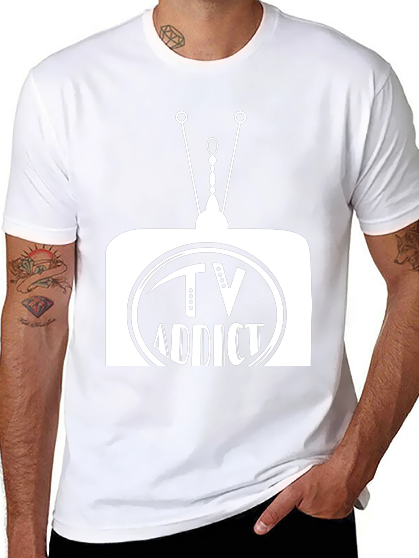 TV Addict Graphic Tee - Black Casual T-Shirt