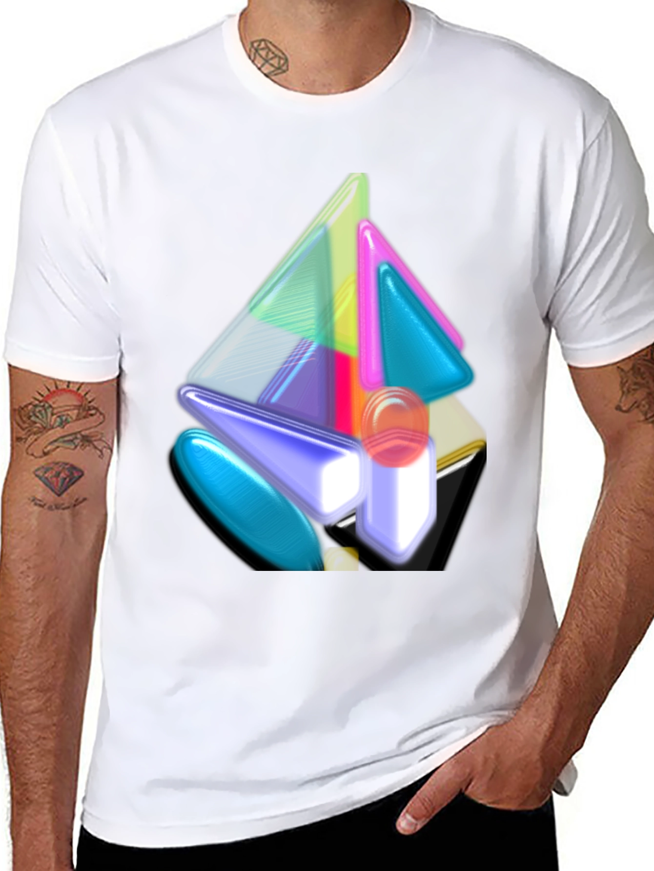 Abstract Geometric Art Mens Black T-Shirt