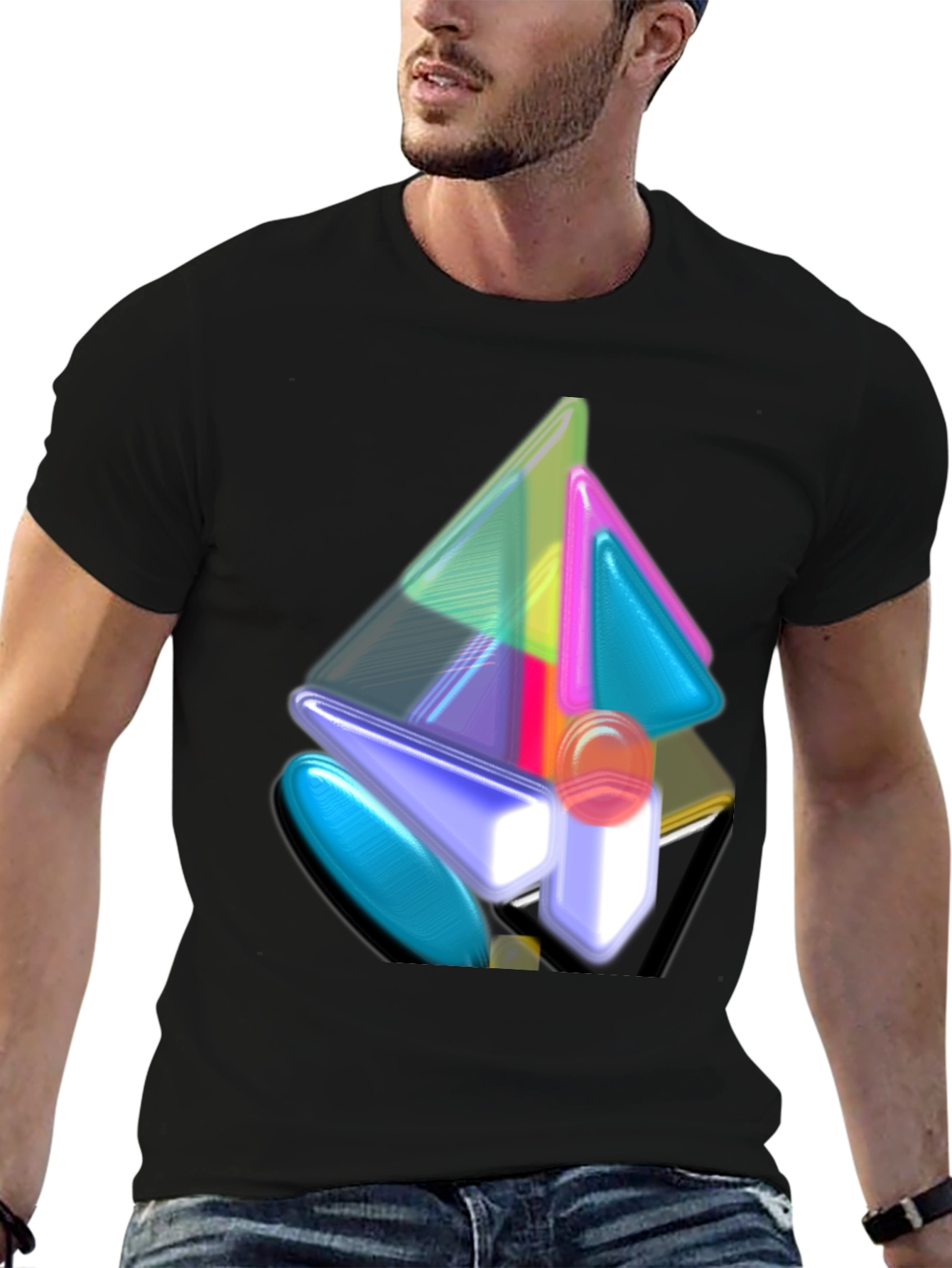 Abstract Geometric Art Mens Black T-Shirt