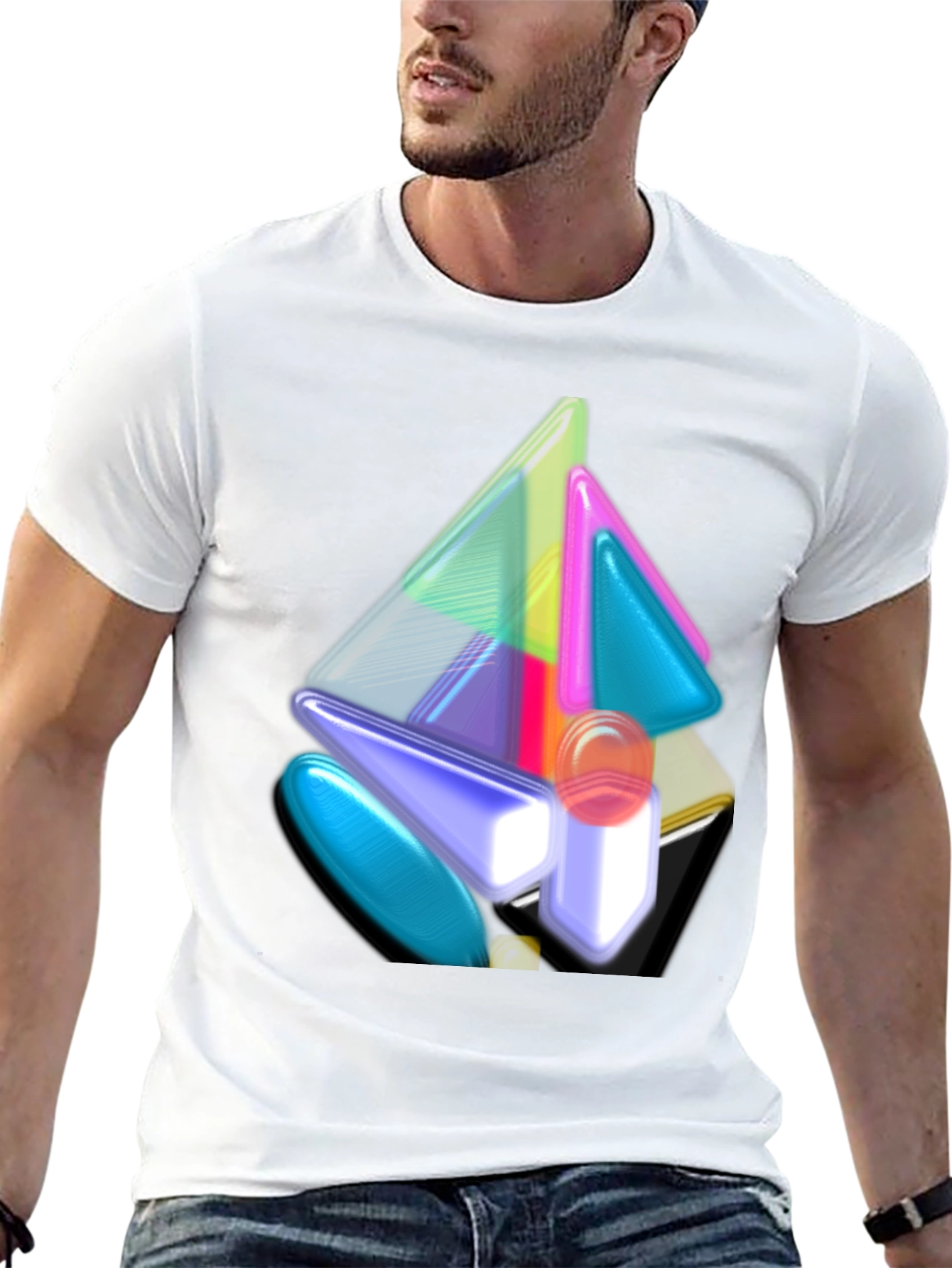 Abstract Geometric Art Mens Black T-Shirt