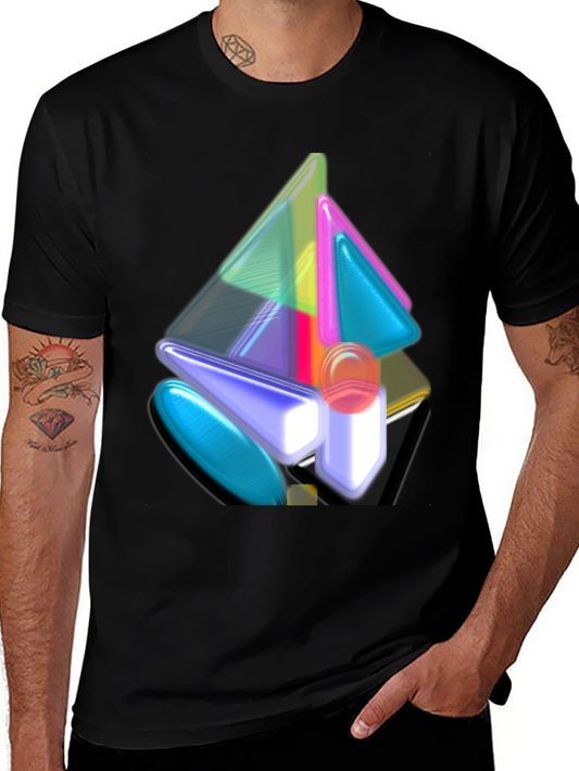 Abstract Geometric Art Mens Black T-Shirt