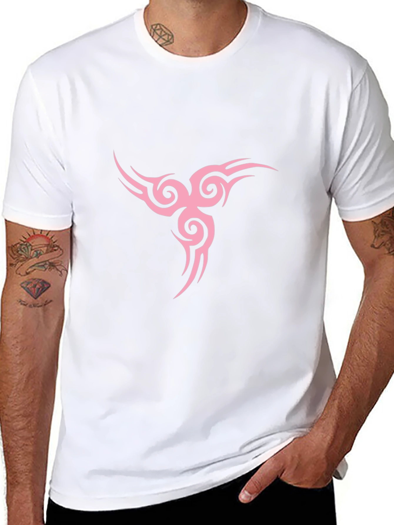 Black T-Shirt with Pink Tribal Design