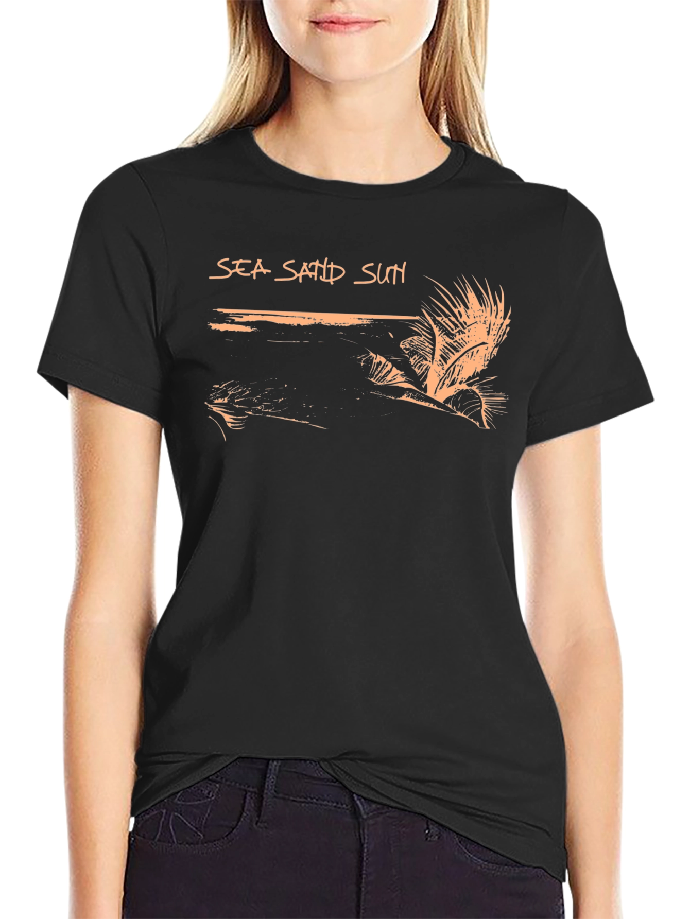Sea Sand Sun Black Graphic Tee