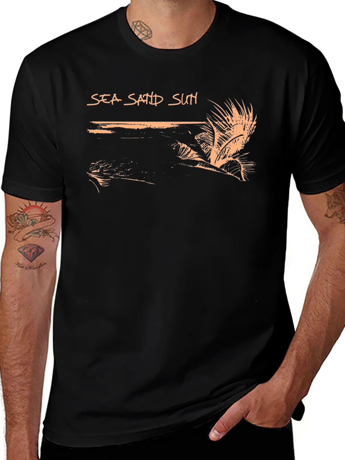 Sea Sand Sun Black Graphic Tee