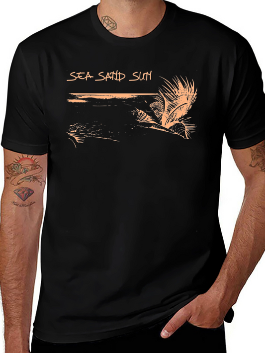 Sea Sand Sun Black Graphic Tee