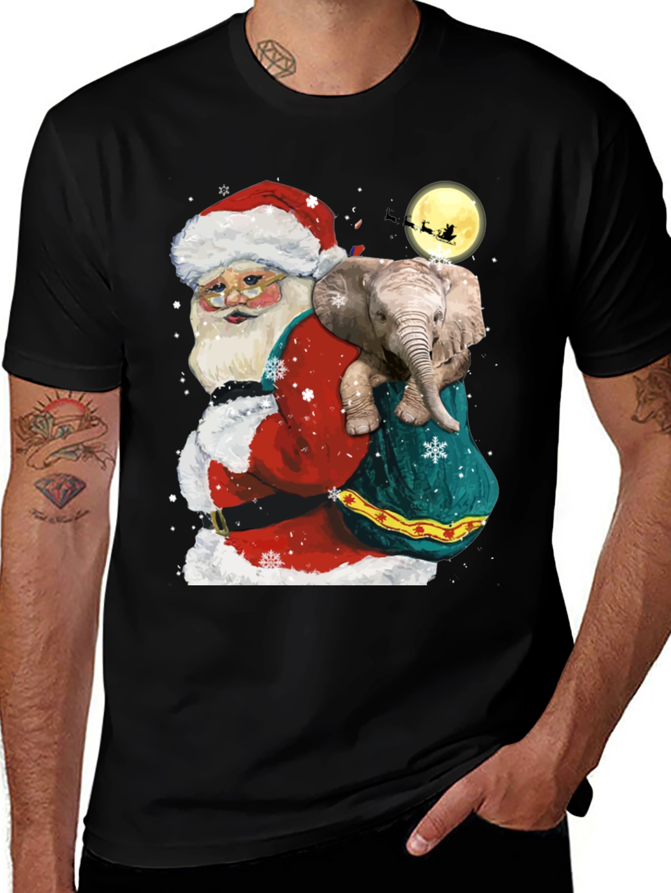Santa Elephant Christmas T-Shirt