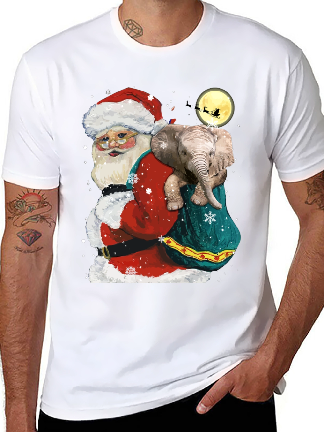 Santa Elephant Christmas T-Shirt