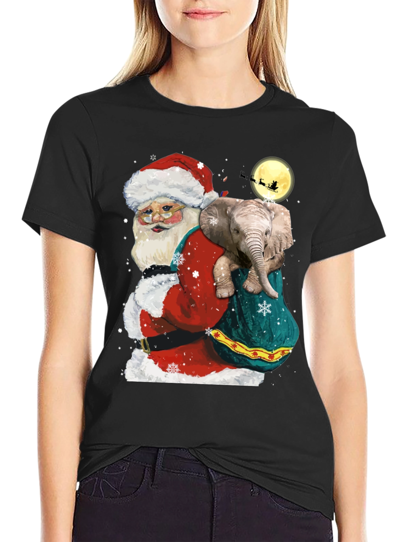 Santa Elephant Christmas T-Shirt