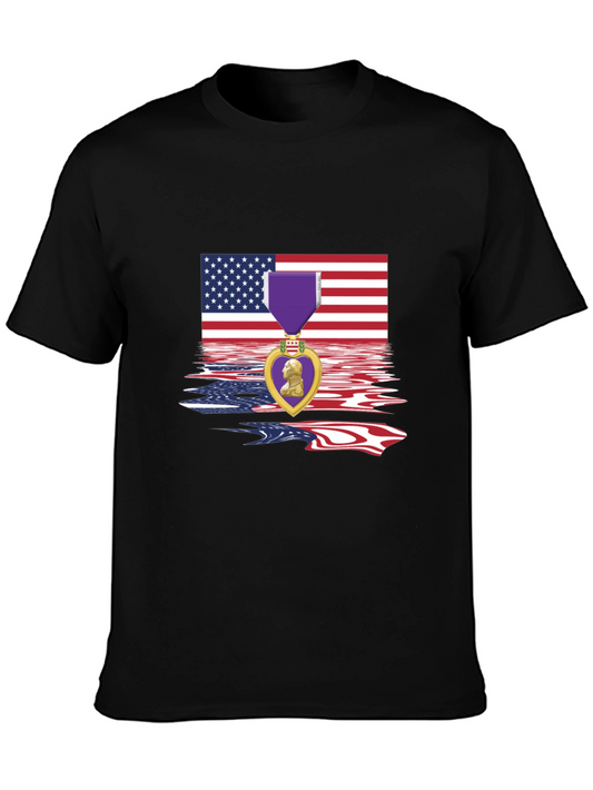Patriotic Purple Heart USA Flag T-Shirt