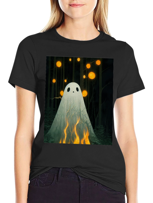 Ghostly Flames Graphic Tee - Halloween Shirt