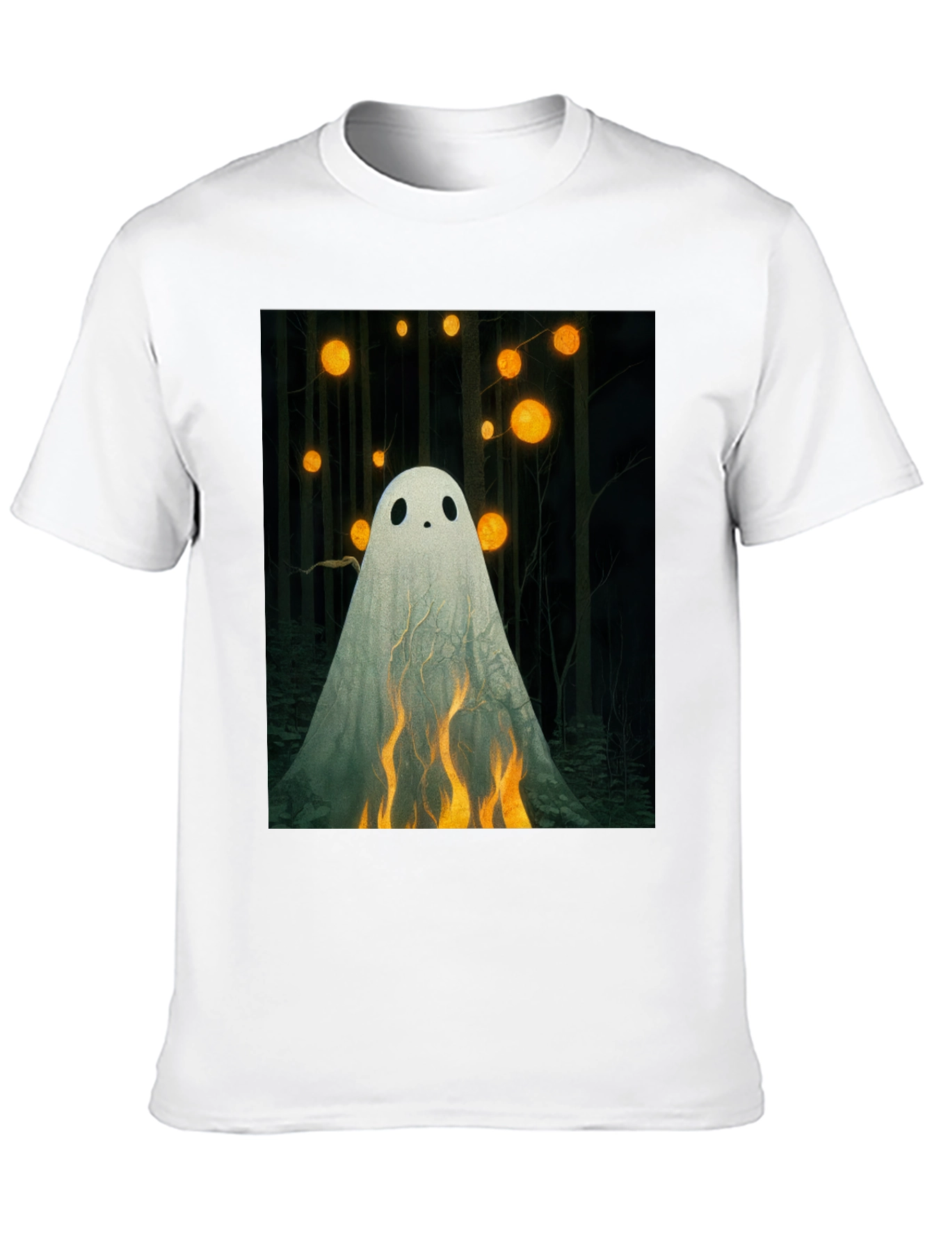 Ghostly Flames Graphic Tee - Halloween Shirt