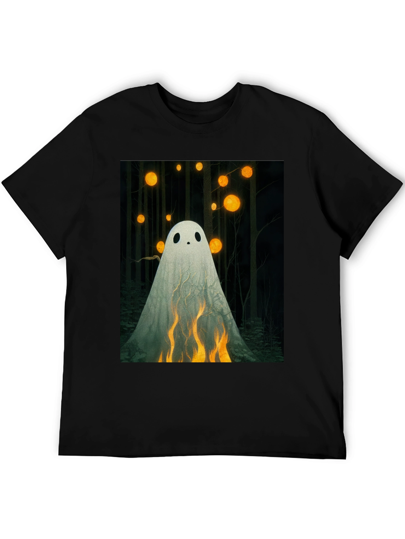 Ghostly Flames Graphic Tee - Halloween Shirt