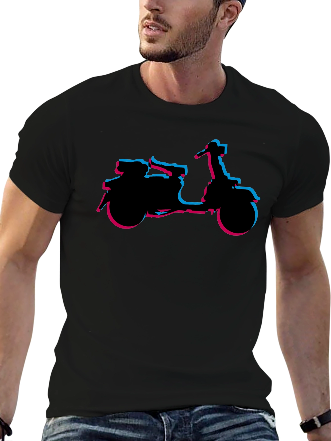 Retro Scooter Graphic Tee - Black