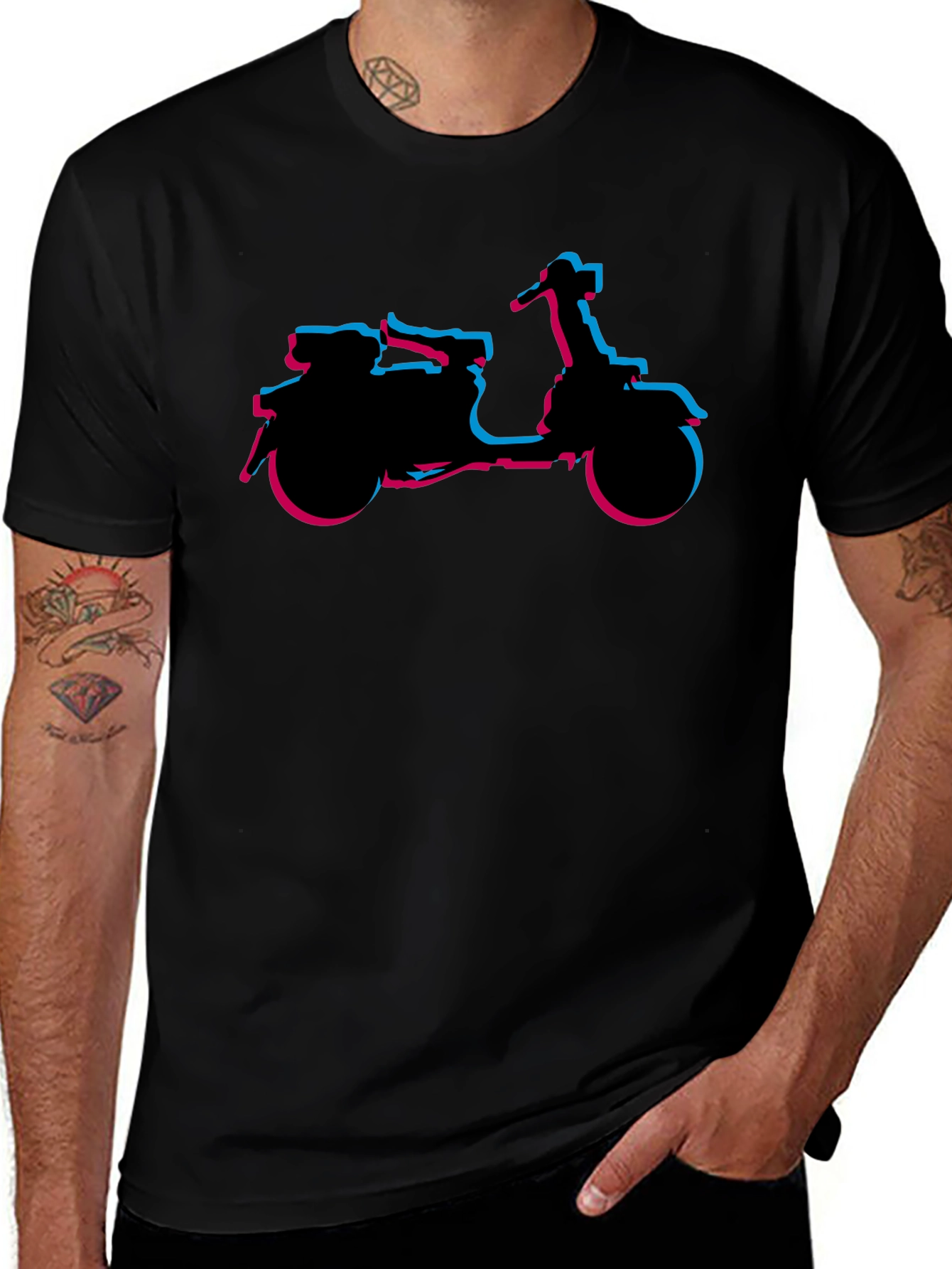 Retro Scooter Graphic Tee - Black