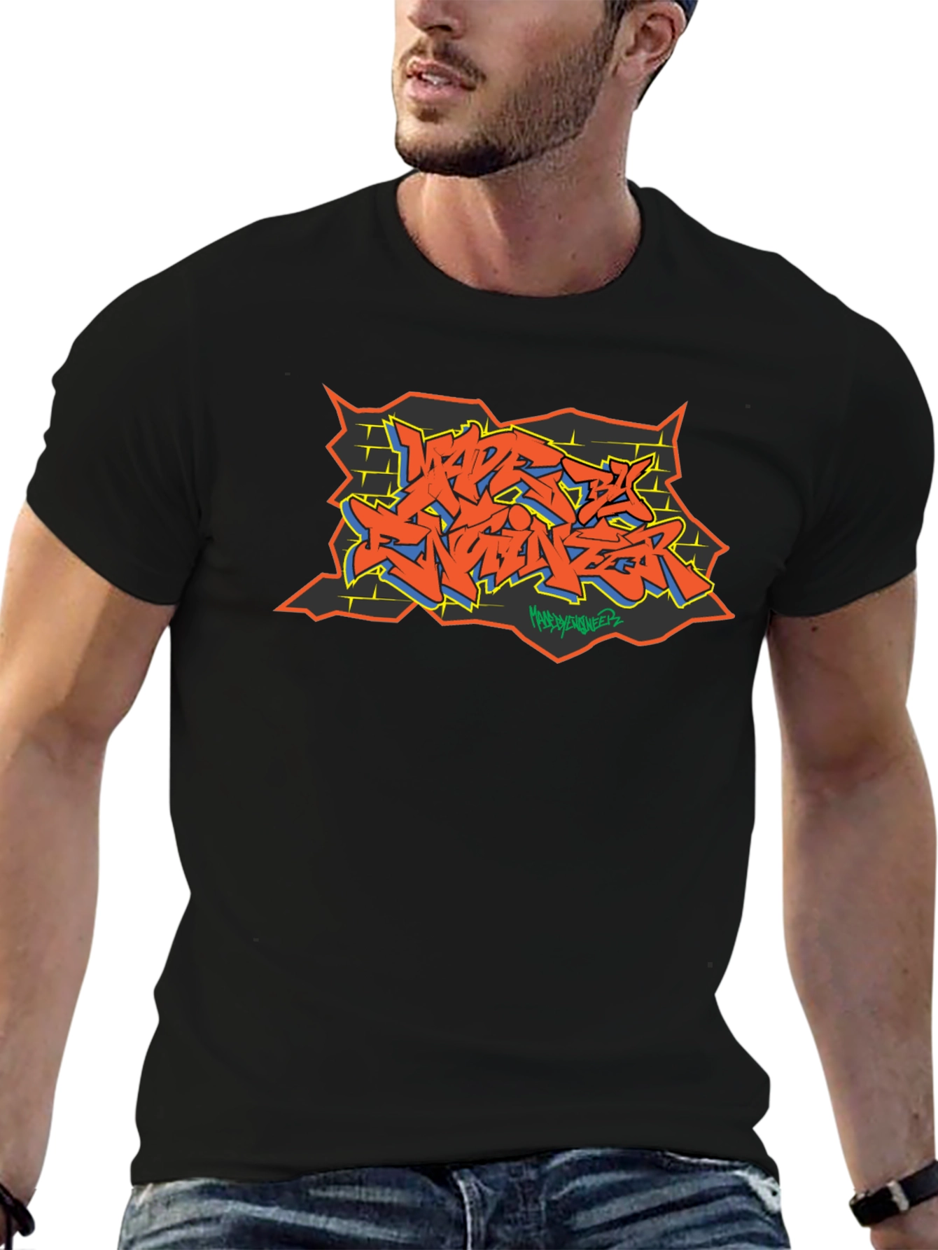 Graffiti Art Black Cotton Tee - Urban Style