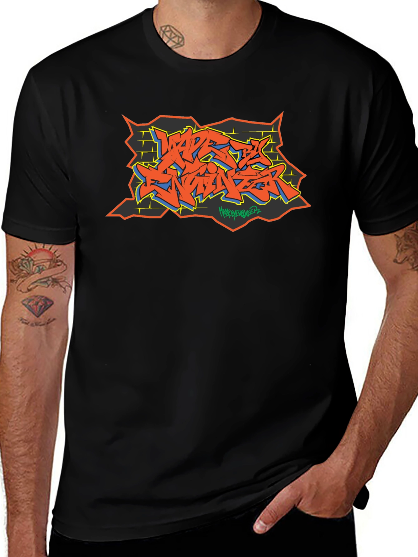 Graffiti Art Black Cotton Tee - Urban Style