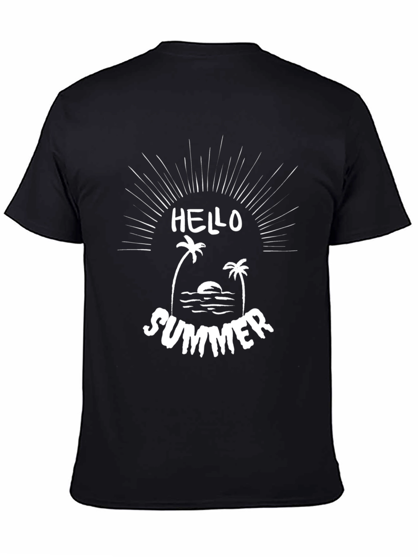 Hello Summer Graphic T-Shirt - Black Casual Tee
