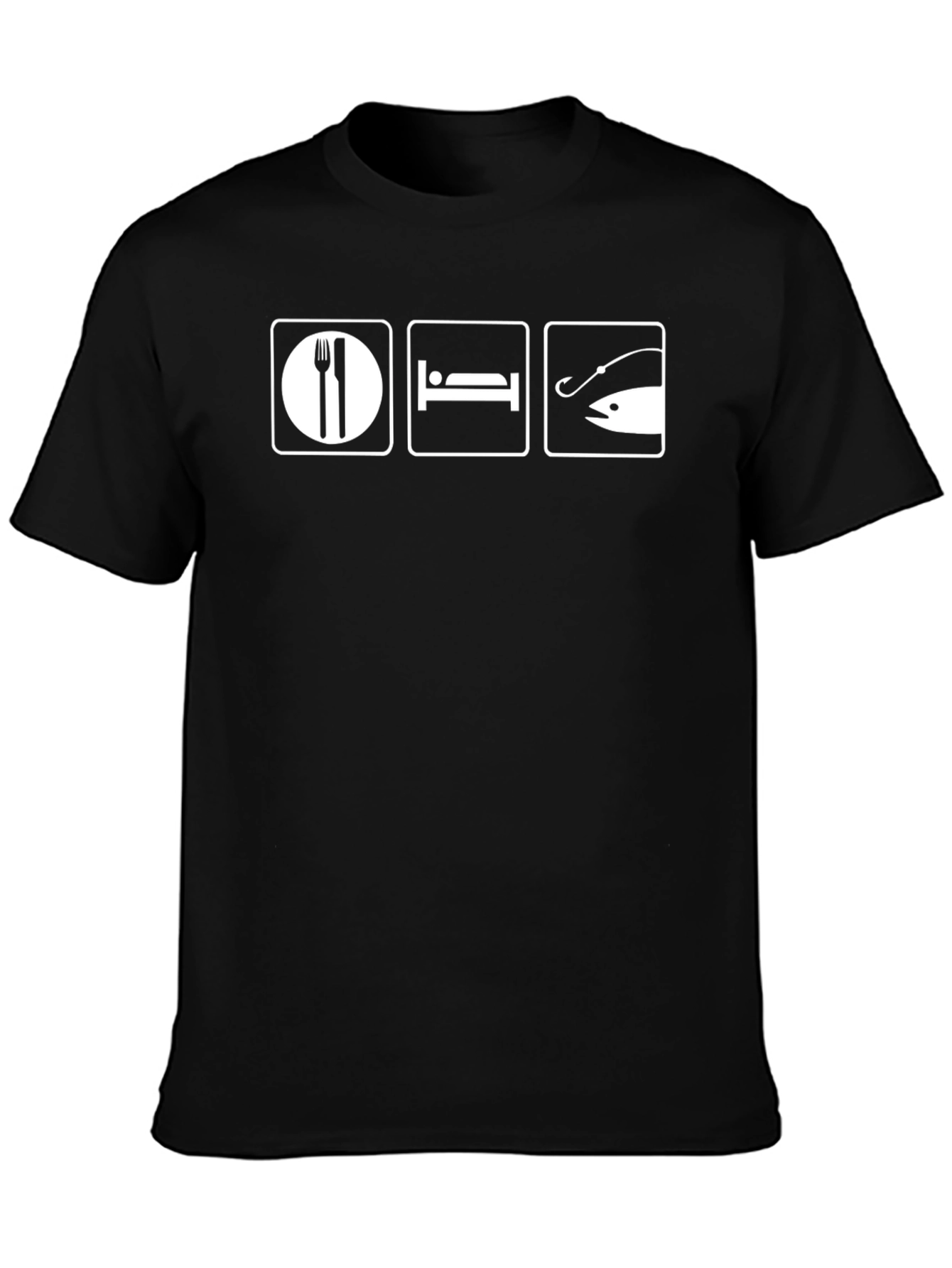 Eat Sleep Fish Black T-Shirt
