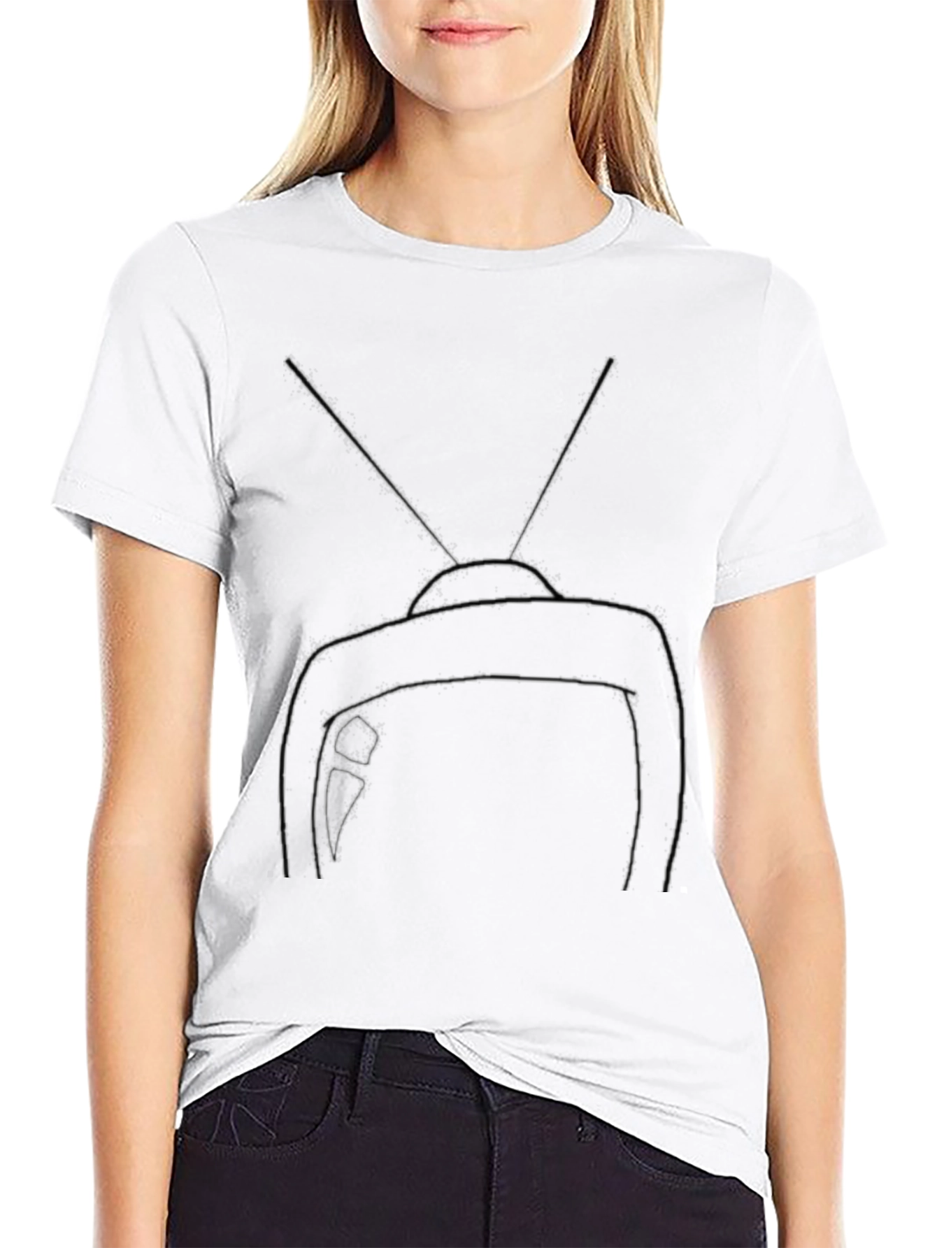 Retro TV Graphic Tee - Black Cotton Blend