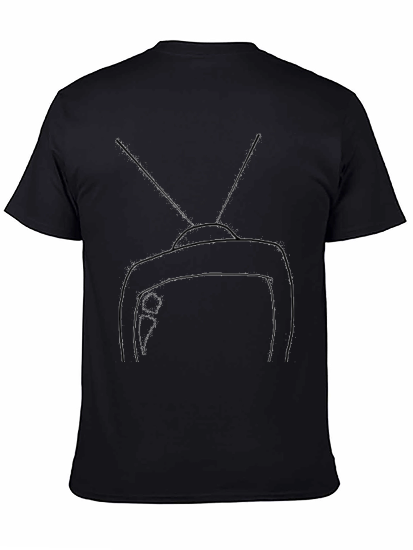 Retro TV Graphic Tee - Black Cotton Blend