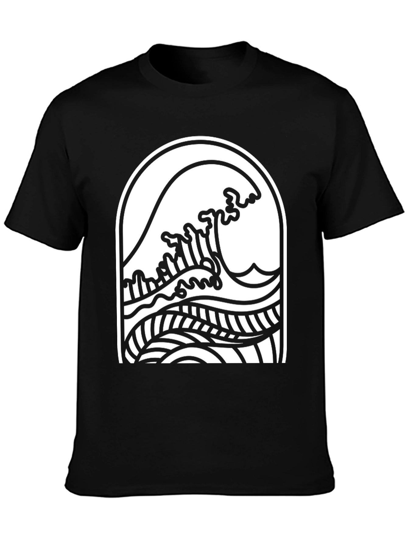 Wave Graphic Tee - Black Cotton Comfort
