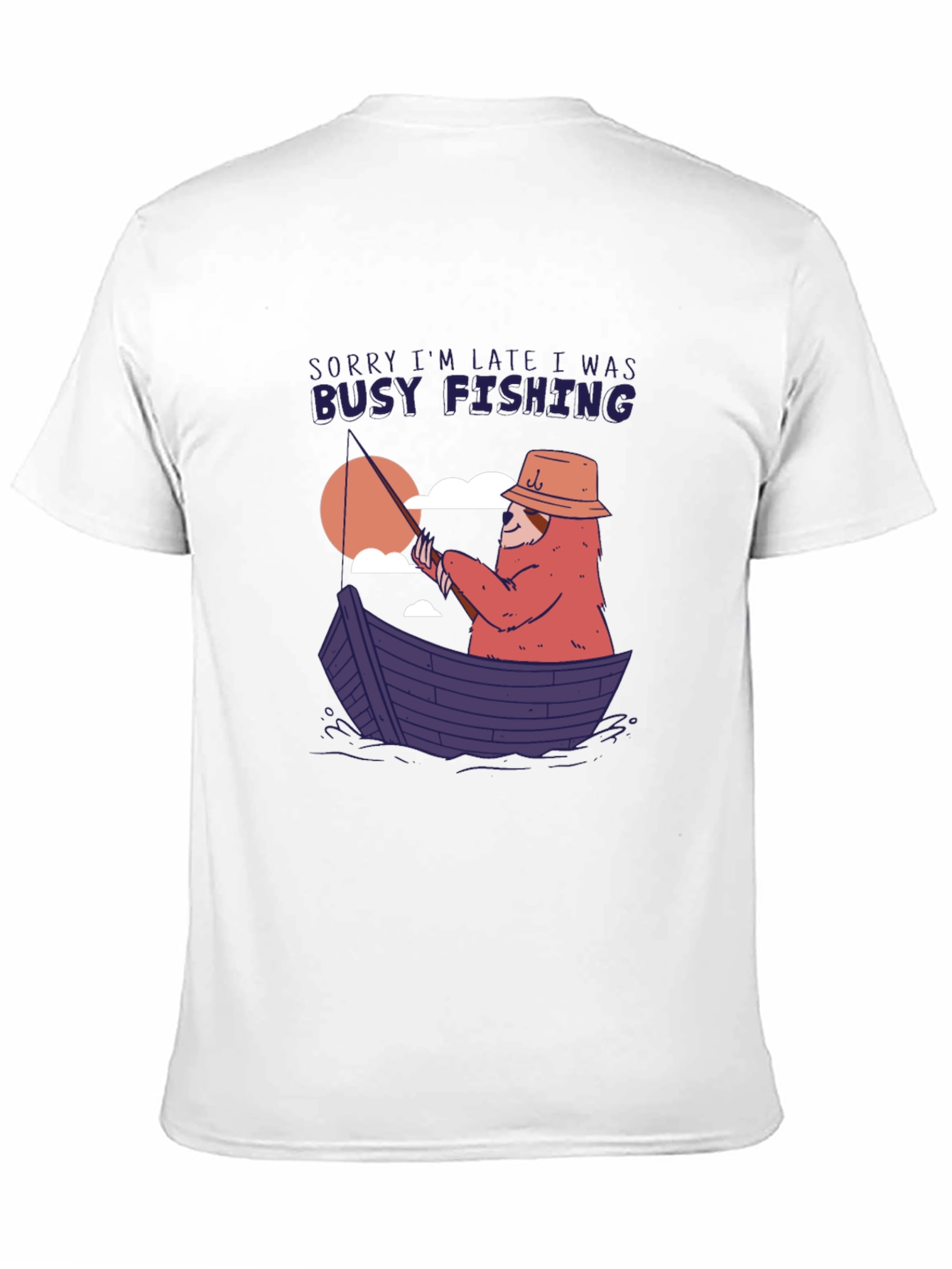Funny Fishing Sloth Graphic T-Shirt