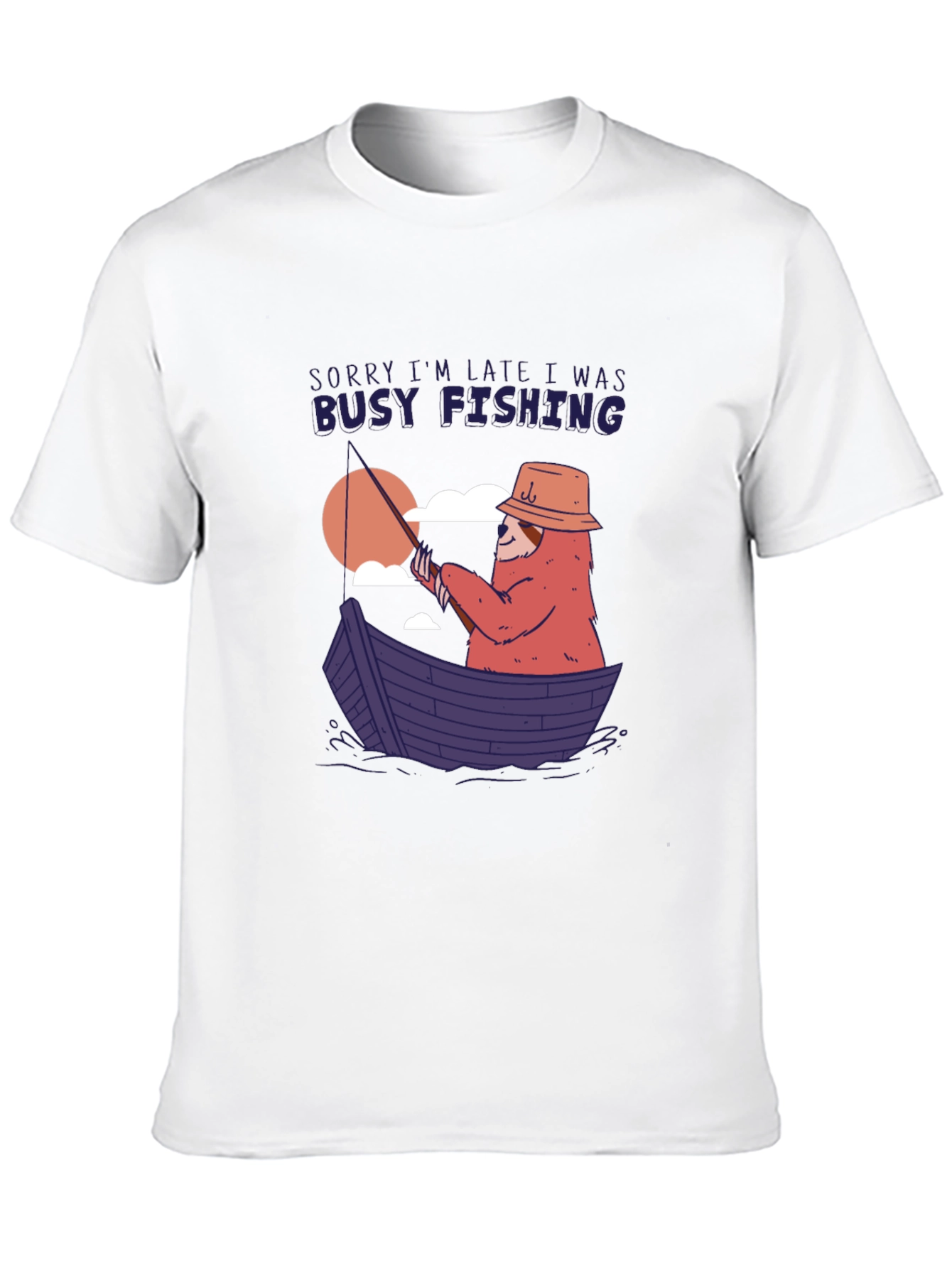 Funny Fishing Sloth Graphic T-Shirt