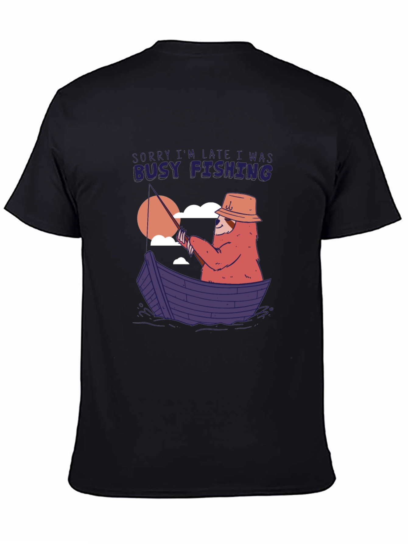 Funny Fishing Sloth Graphic T-Shirt